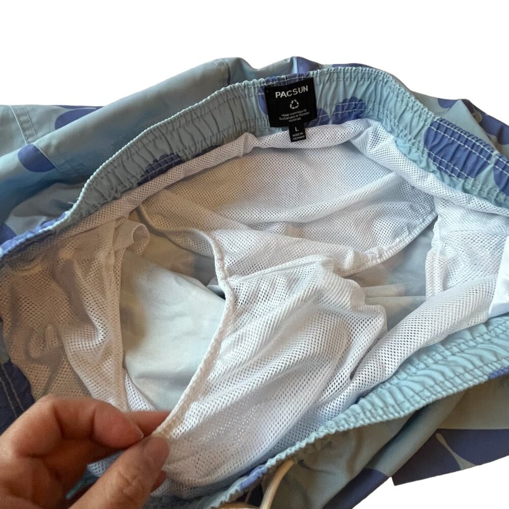 PACSUN swim trunks blue daisy print shorts Large - Picture 11 of 15